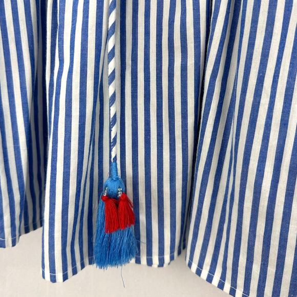 CK Bradley Oopsy Blue Stripe Embroidered Oversized Blouse Balloon Sleeve XS - Picture 4 of 7